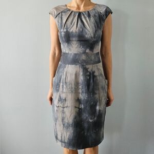 Peserico Lined Dress Tie Dye Gray Pockets made in Italy Sz 38 / US 2-4